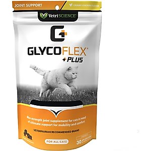 VetriScience GlycoFlex Plus Chicken Flavored Chew Joint Supplement for Cats, 30 count