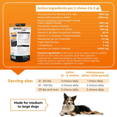 Show full view: VetriScience GlycoFlex Plus Ultimate Strength Healthy Hip & Joint Duck-Flavored Chews with Glucosamine & Chondroitin Supplement for Dogs, 135 count slide 6 of 9