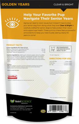 Show full view: VetriScience Golden Years Chicken Flavor Clear & Bright Chew Supplement for Dogs, 60 count slide 3 of 8