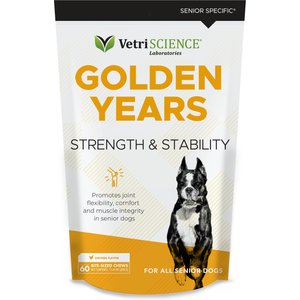 VetriScience Golden Years Chicken Flavor Strength & Stability Joint Support Chew Supplement for Senior Dogs, 60 count