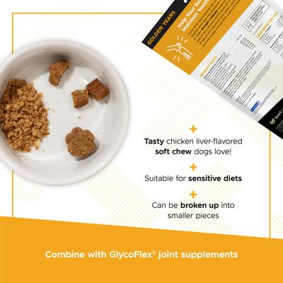 Show full view: VetriScience Golden Years Chicken Flavor Strength & Stability Joint Support Chew Supplement for Senior Dogs, 60 count slide 4 of 7