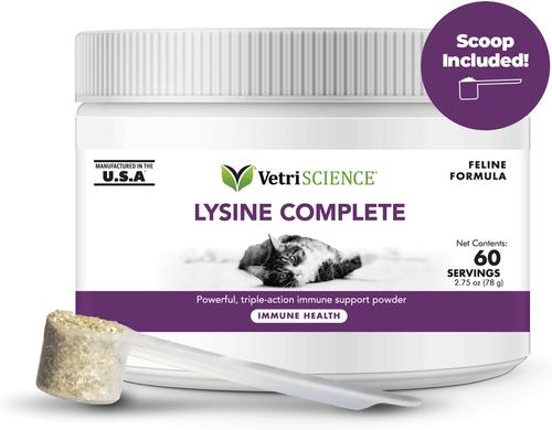 Show full view: VetriScience Lysine Complete Creamy Chicken Flavor Triple-Action Immune Support Supplement for Cats, 2.75-oz jar slide 1 of 9