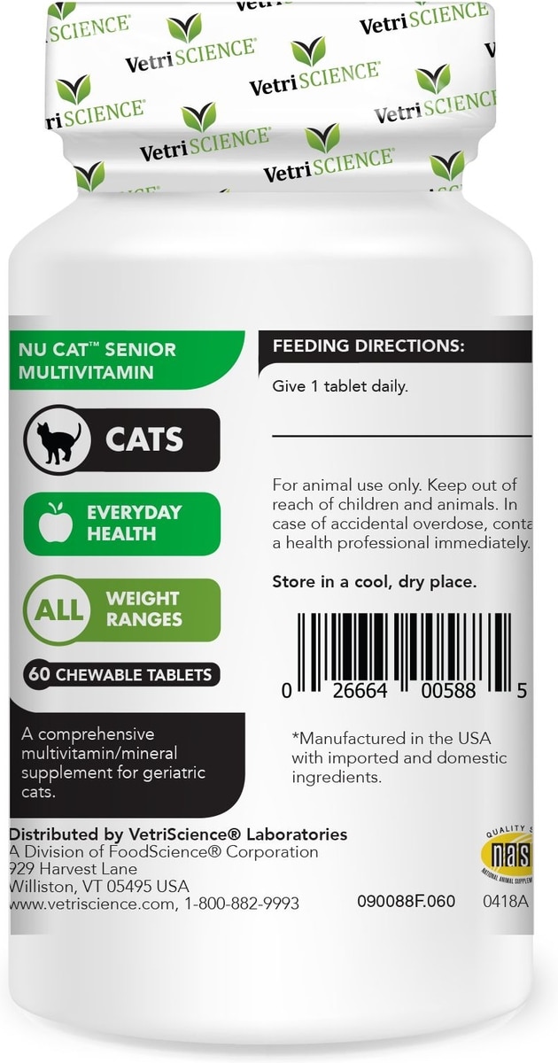 VETRISCIENCE Nu Cat Chewable Tablets Multivitamin for Cats, 90 - Main Image