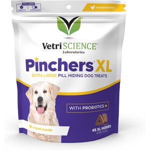 VetriScience Pinchers Pill Hiders Chicken Flavored Chews with Probiotics Non-Greasy Wrap for Dogs, X-Large, 45 count