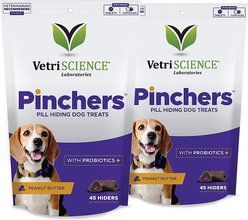 VetriScience Pinchers Pill Hiding Probiotic Peanut Butter Flavor Dog Treats, 45 count, 2 count