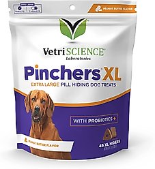 VetriScience Pinchers Pill-Hiding Probiotic Peanut Butter Flavor Treats Dog Treats, Chew, Peanut Butter Flavor, X-Large, 45 count