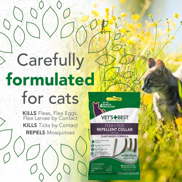 Show full view: Vet's Best 4 Month Natural Flea & Tick Collar for Cats, 1 Collar (4-mos. supply) slide 5 of 9