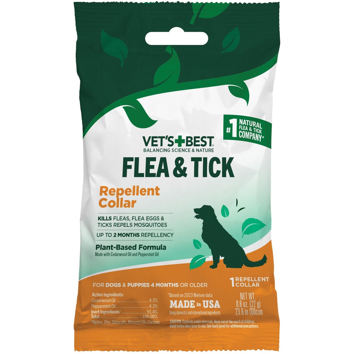 Vet's Best 4 Month Natural Flea & Tick Collar for Dogs, 1 Collar (4-mos. supply)