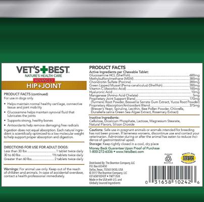 Show full view: Vet's Best Advanced Hip & Joint + Aches & Pains Dog Supplement slide 3 of 10