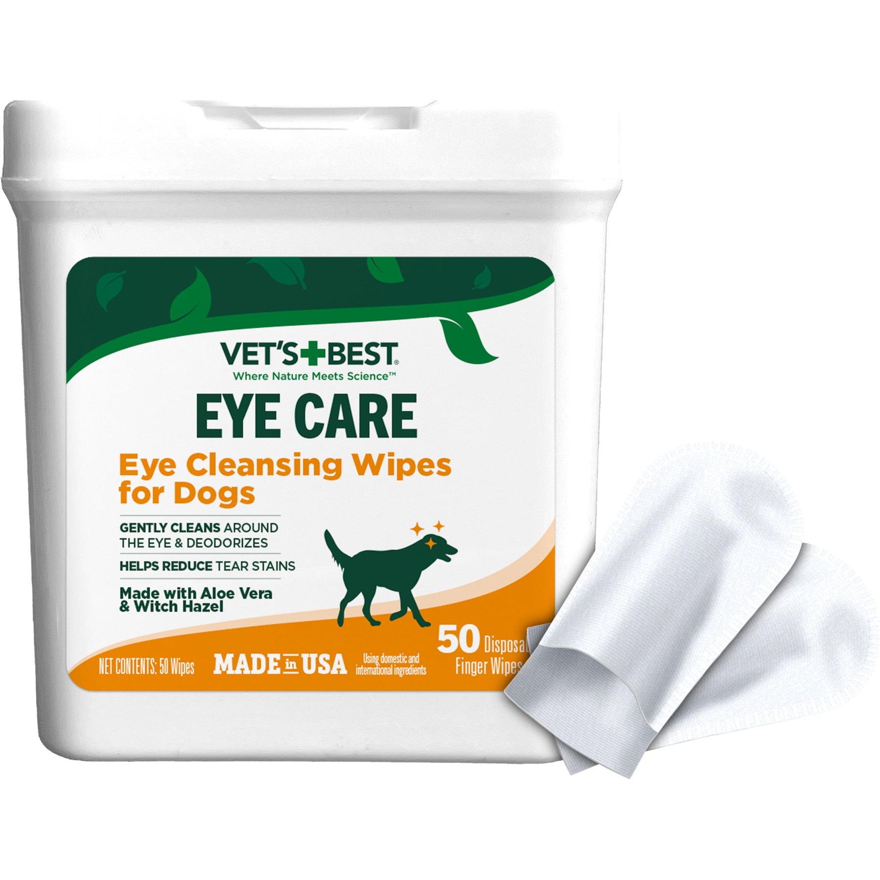 Vet's Best Aloe Vera & Witch Hazel Eye Cleansing Wipes for Dogs, 50 Count