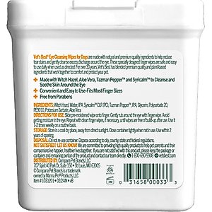 Vet's Best Aloe Vera & Witch Hazel Eye Cleansing Wipes for Dogs, 50 Count
