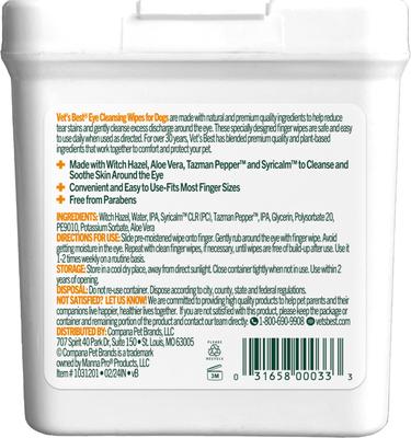 Show full view: Vet's Best Aloe Vera & Witch Hazel Eye Cleansing Wipes for Dogs, 50 Count slide 2 of 8