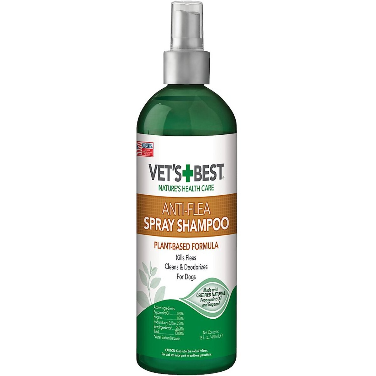 Vet's Best Anti-Flea Easy Spray Natural Shampoo for Dogs, 16-fl oz bottle