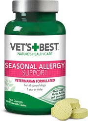 Vet's Best Chewable Tablets Allergy Supplement for Dogs, 60 count