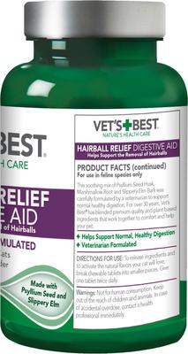 Show full view: Vet's Best Chewable Tablets Hairball Control Supplement for Cats, 60 count slide 9 of 13