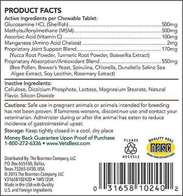 Show full view: Vet's Best Chewable Tablets Joint Supplement for Dogs, 90 count slide 5 of 7