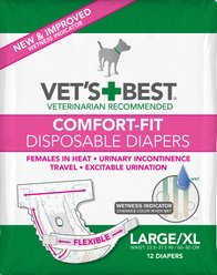 Vet's Best Comfort-Fit Disposable Female Dog Diapers, Large/X-Large: 23.5 to 31.5-in waist, 12 count