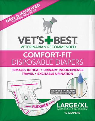 Show full view: Vet's Best Comfort-Fit Disposable Female Dog Diapers, Large/X-Large: 23.5 to 31.5-in waist, 12 count slide 1 of 11