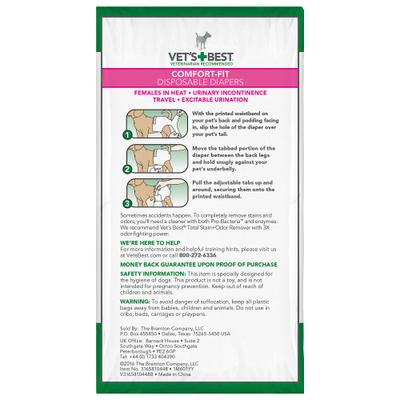 Show full view: Vet's Best Comfort-Fit Disposable Female Dog Diapers, Large/X-Large: 23.5 to 31.5-in waist, 12 count slide 2 of 11