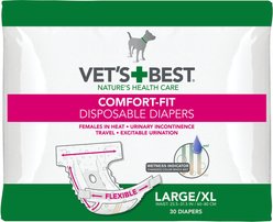 Vet's Best Comfort-Fit Disposable Female Dog Diapers, Large/X-Large: 23.5 to 31.5-in waist, 30 count