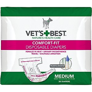 Vet's Best Comfort-Fit Disposable Female Dog Diapers, Medium: 19.5 to 27.5-in waist, 30 count