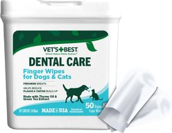 Vet's Best Dental Care Finger Wipes Dog & Cat Dental Wipes, 50 count