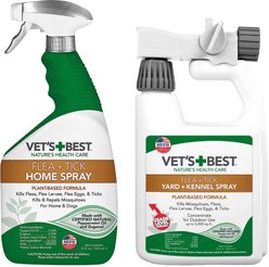 Vet's Best Dog Flea + Tick Home Spray, 32-fl oz bottle + Vet's Best Flea + Tick Yard & Kennel Spray for Dogs, 32-fl oz bottle