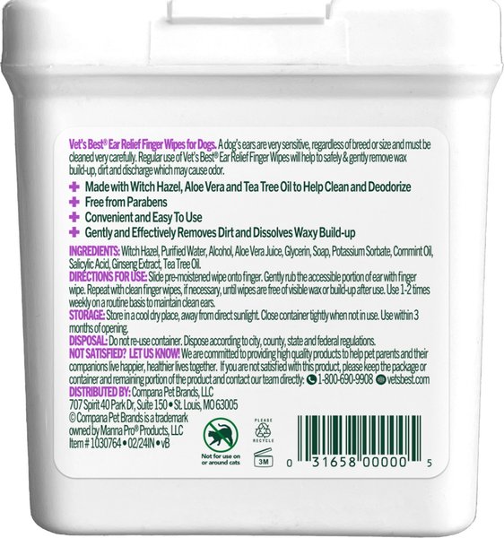 Show full view: Vet's Best Ear Relief Finger Dog Wipes, 50 count slide 2 of 8