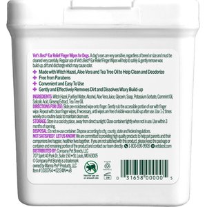 Vet's Best Ear Relief Finger Dog Wipes, 50 count