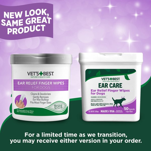Show full view: Vet's Best Ear Relief Finger Dog Wipes, 50 count slide 3 of 8