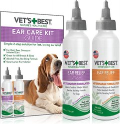 Vet's Best Ear Relief Wash + Dry Combo Pack for Dogs, 2-pack