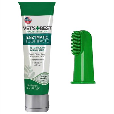 Vet's Best Vet's Best Enzymatic Toothpaste, 3.5-oz bottle + Fingerbrush Dog Toothbrush, 10 count