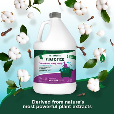 Show full view: Vet's Best Flea & Tick Cat & Home Cotton Spice Scent Natural Refill Spray for Cats, 96-fl oz bottle slide 3 of 7