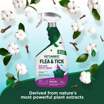 Show full view: Vet's Best Flea & Tick Cat & Home Cotton Spice Scent Natural Spray for Cats, 32-oz bottle, 2 count slide 3 of 8