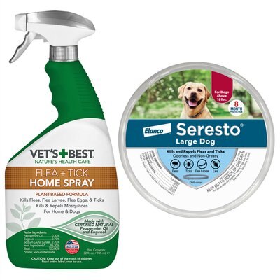 Vet's Best Vet's Best Flea + Tick Home Spray + Seresto Flea & Tick Collar for Dogs, over 18-lbs