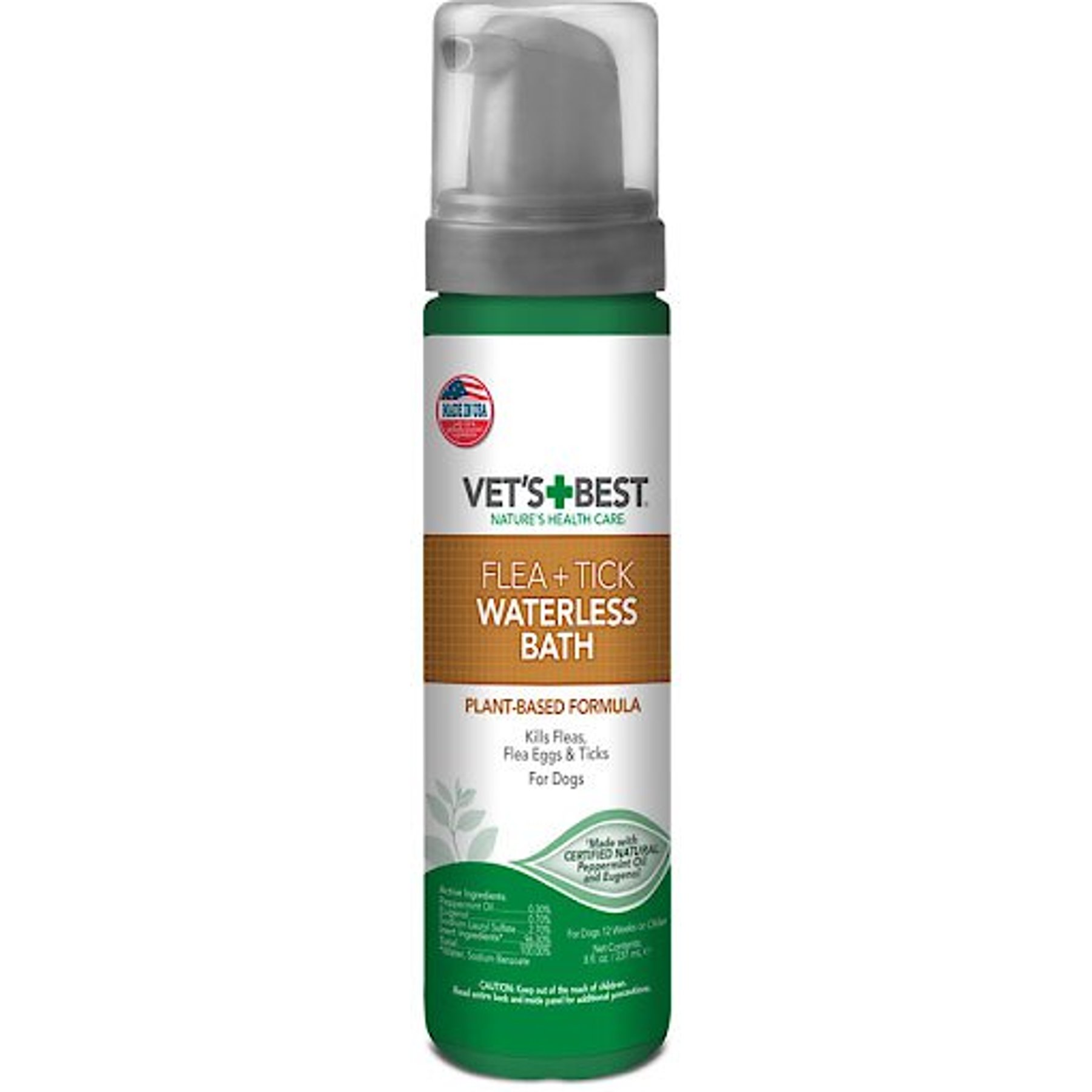 Vet's Best Flea & Tick Prevention Waterless Bath Natural Dog Shampoo, 8-fl oz bottle