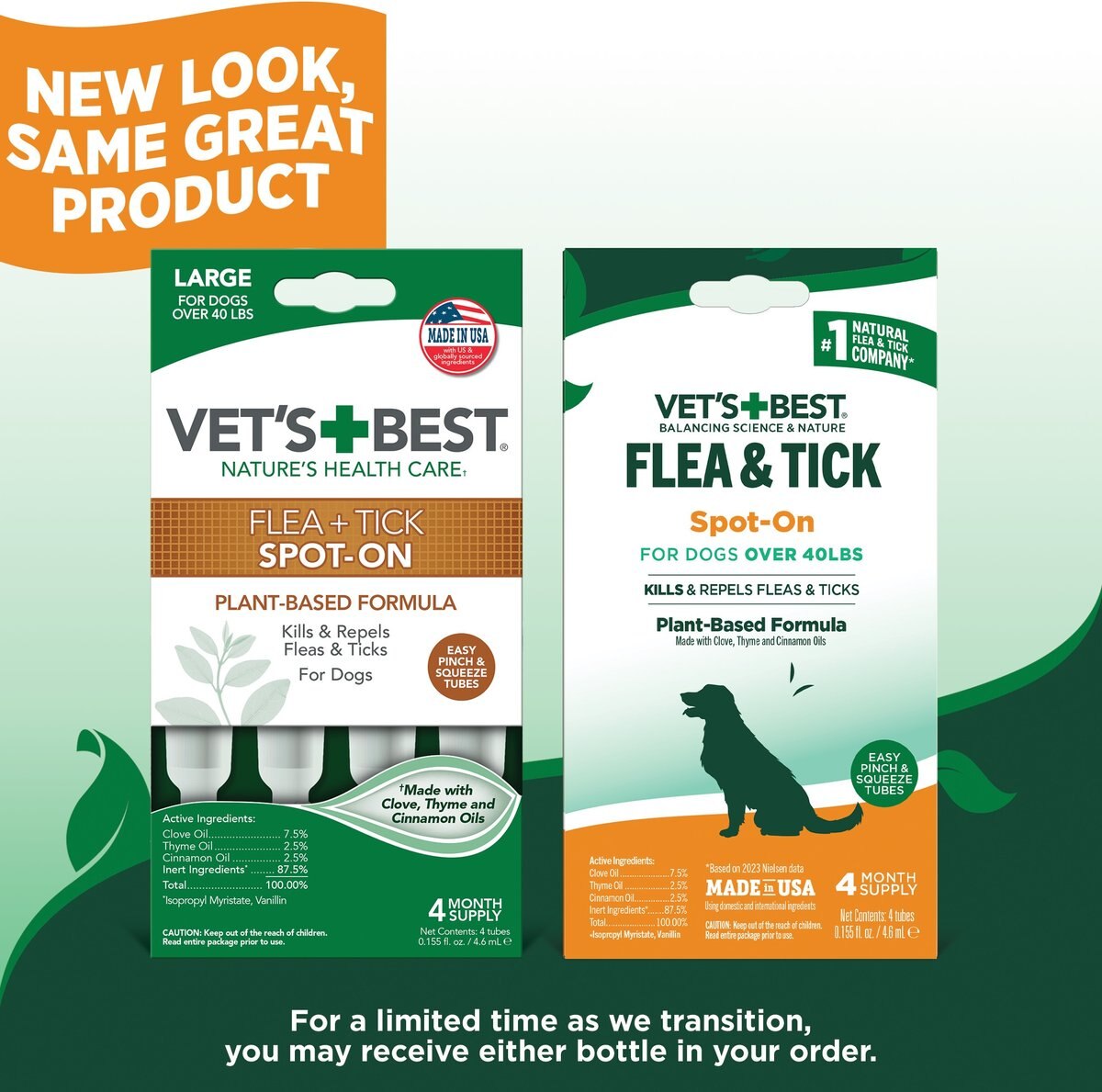 Vet's Best Flea & Tick Spot Treatment for Dogs, Over 40 lbs