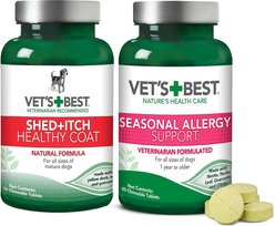 Vet's Best Healthy Coat Shed & Itch Relief Dog Supplement, 50 count + Vet's Best Seasonal Allergy Relief Dog Supplement, 60 count