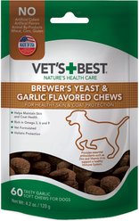 Vet's Best Healthy Skin & Coat Protection Brewer's Yeast & Garlic Flavored Chews Dog Supplement, 60 count