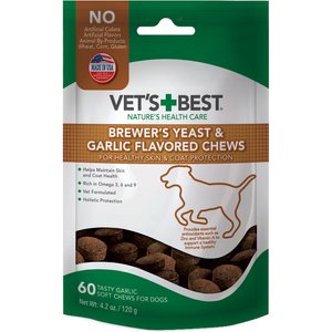 Vet's Best Healthy Skin & Coat Protection Brewer's Yeast & Garlic Flavored Chews Dog Supplement, 60 count