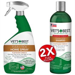 Vet's Best Indoor Flea & Tick Home Spray + Advanced Strength Flea & Tick Dog Shampoo, 12-fl oz bottle