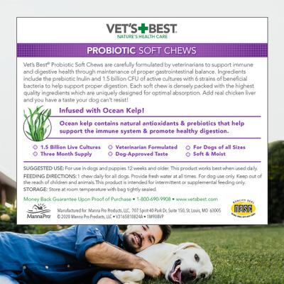 Show full view: Vet's Best Probiotic Chicken Flavored Soft Chews Digestive Supplement for Dogs, 30 count slide 9 of 12