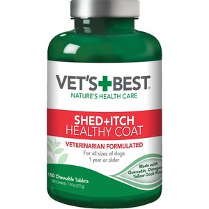 Vet's Best Shed+Itch Healthy Coat Chewable Tablets Skin & Coat Supplement for Dogs, 150 count
