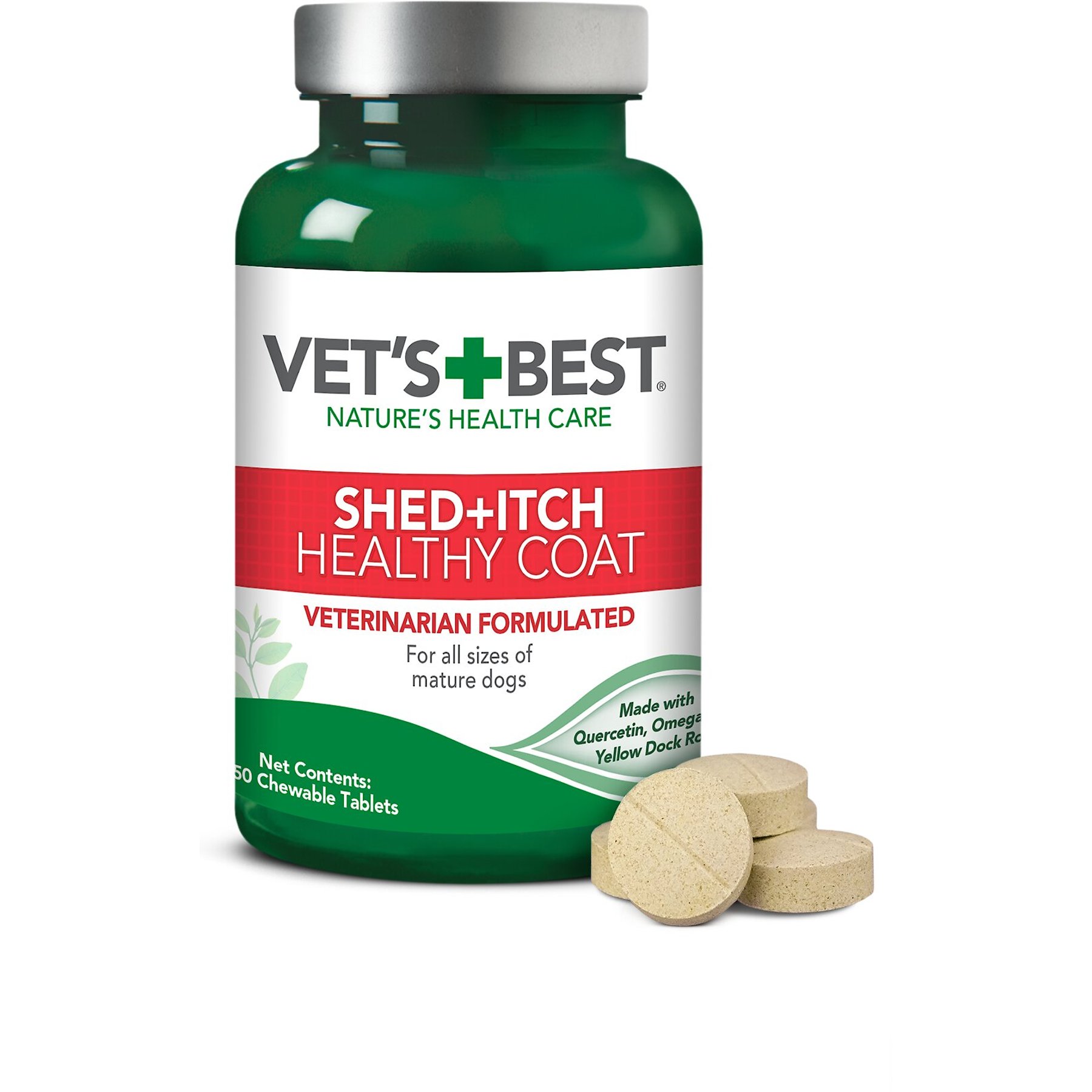 Vet's Best Shed+Itch Healthy Skin & Coat Supplement Chewable Tablets for Dogs, 50 count