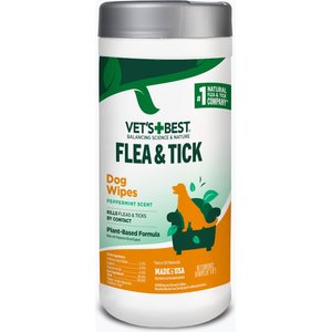 Vet's Best Topical Flea & Tick Natural Wipes for Dogs, 50 count