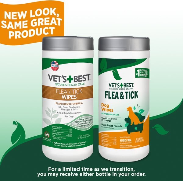 Vet's Best Topical Flea & Tick Natural Wipes for Dogs