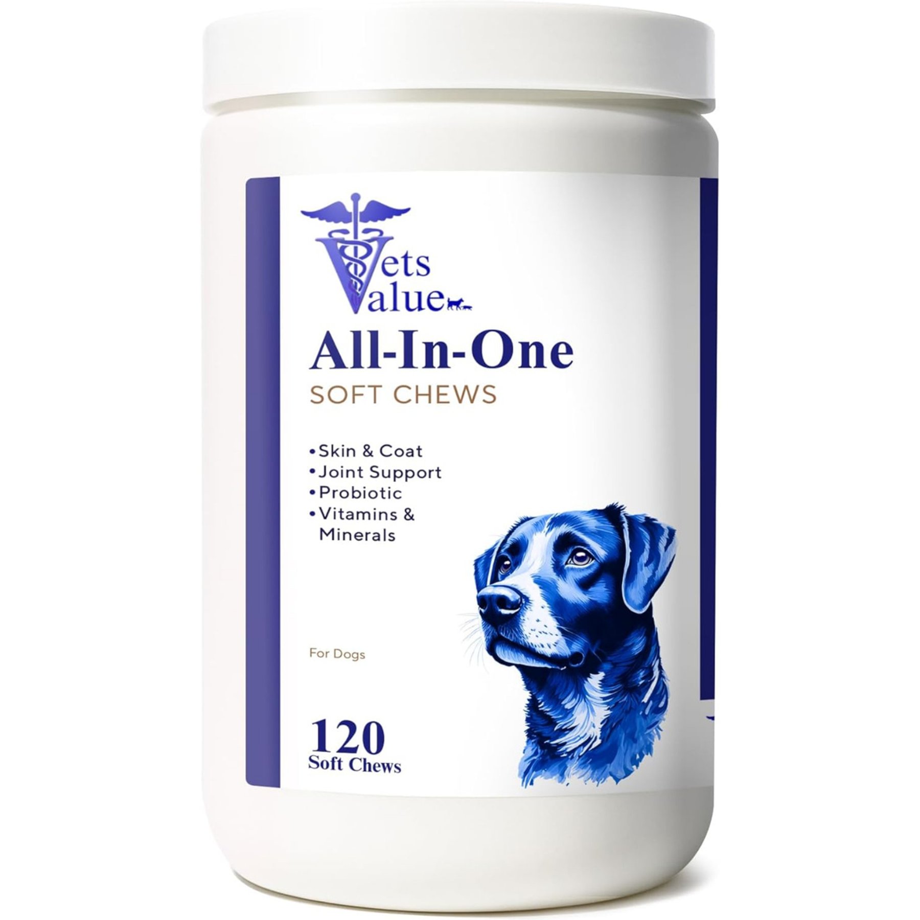 Vets Value 5-in-1 Vitamins & Minerals Flavored Soft Chews Multivitamin for Dogs, 120 count