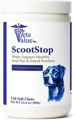Vets Value ScootStop Anal Gland & Digestive Support Flavored Soft Chews Supplement for Dogs, 120 count