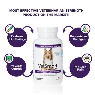 Show full view: VetSmart Formulas Early Stage Chewable Tablet Joint Supplement for Dogs, 60 count slide 3 of 10