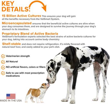 Show full view: VetSmart Formulas Probiotic Nutrient Enhancer Dog Supplement, 60 count slide 4 of 13